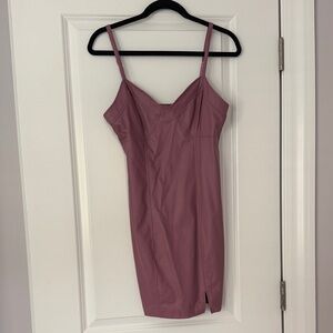 Free People Mauve Vegan Leather Mini Bustier Dress